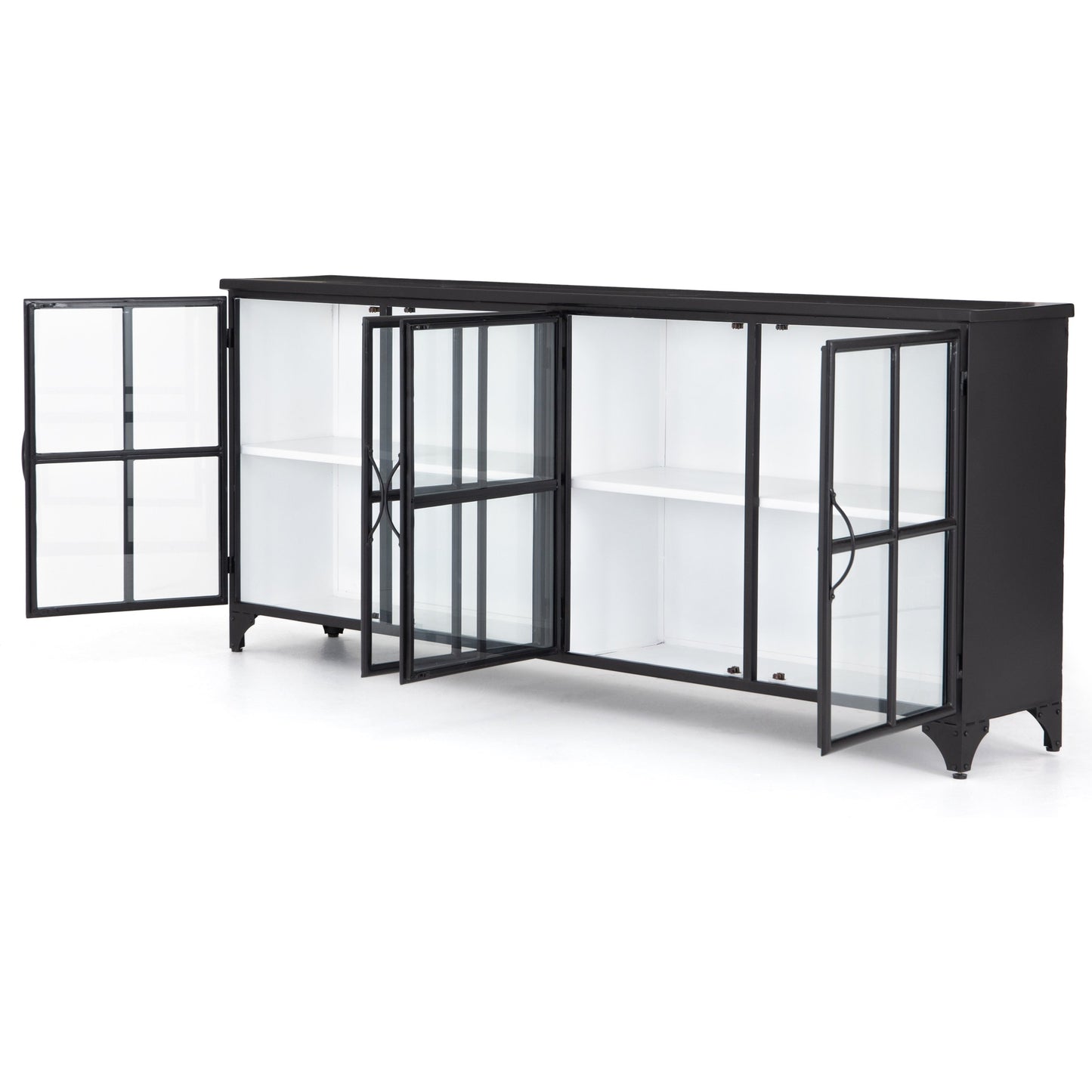 008 S-279203 | Additional Silo | Camila Sideboard by Four Hands in painted white, black and tempered glass, painted white, black. Made from iron in a eclectic & global style.