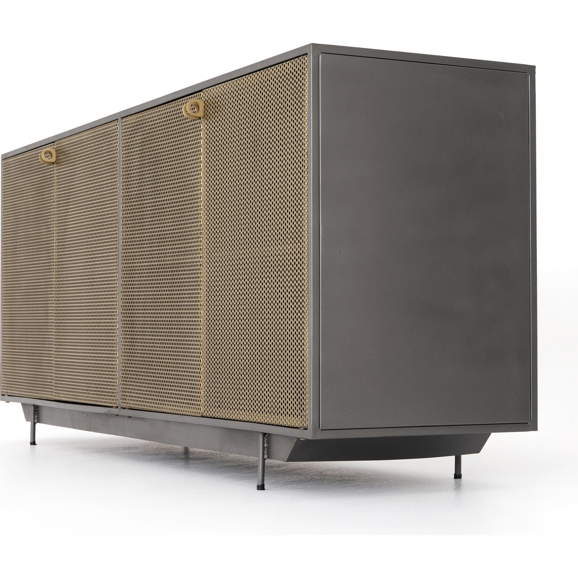 Hendrick Sideboard by Four Hands in black, perforated black and black. Made from iron in a modern style.