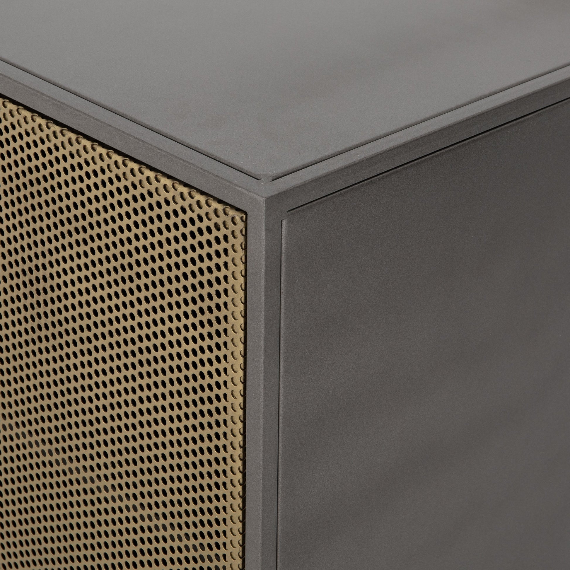 Hendrick Sideboard by Four Hands in black, perforated black and black. Made from iron in a modern style.