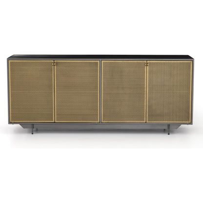 Hendrick Sideboard by Four Hands in black, perforated black and black. Made from iron in a modern style.