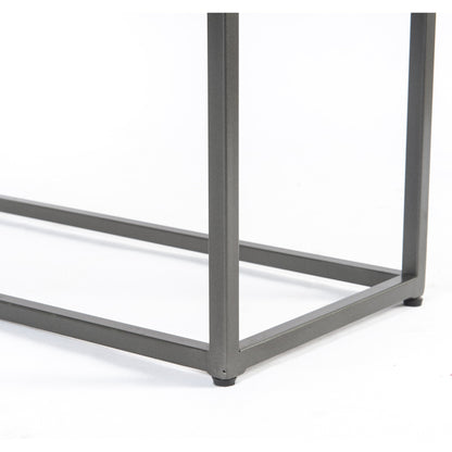Hendrick Console Table by Four Hands in black, perforated black and black. Made from iron in a modern style.