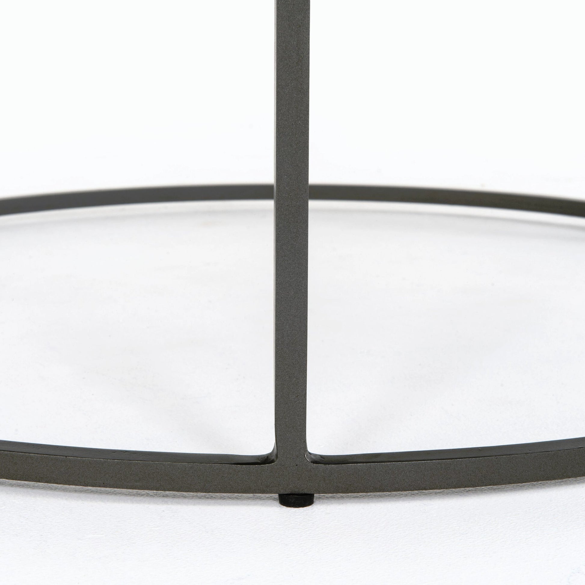 Evelyn Round Nesting Coffee Table by Four Hands in gunmetal, polished white marble. Made from solid marble, iron, engineered hardwood in a modern style.