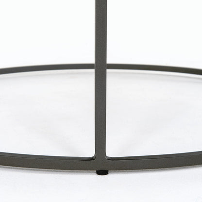 Evelyn Round Nesting Coffee Table by Four Hands in gunmetal, polished white marble. Made from solid marble, iron, engineered hardwood in a modern style.