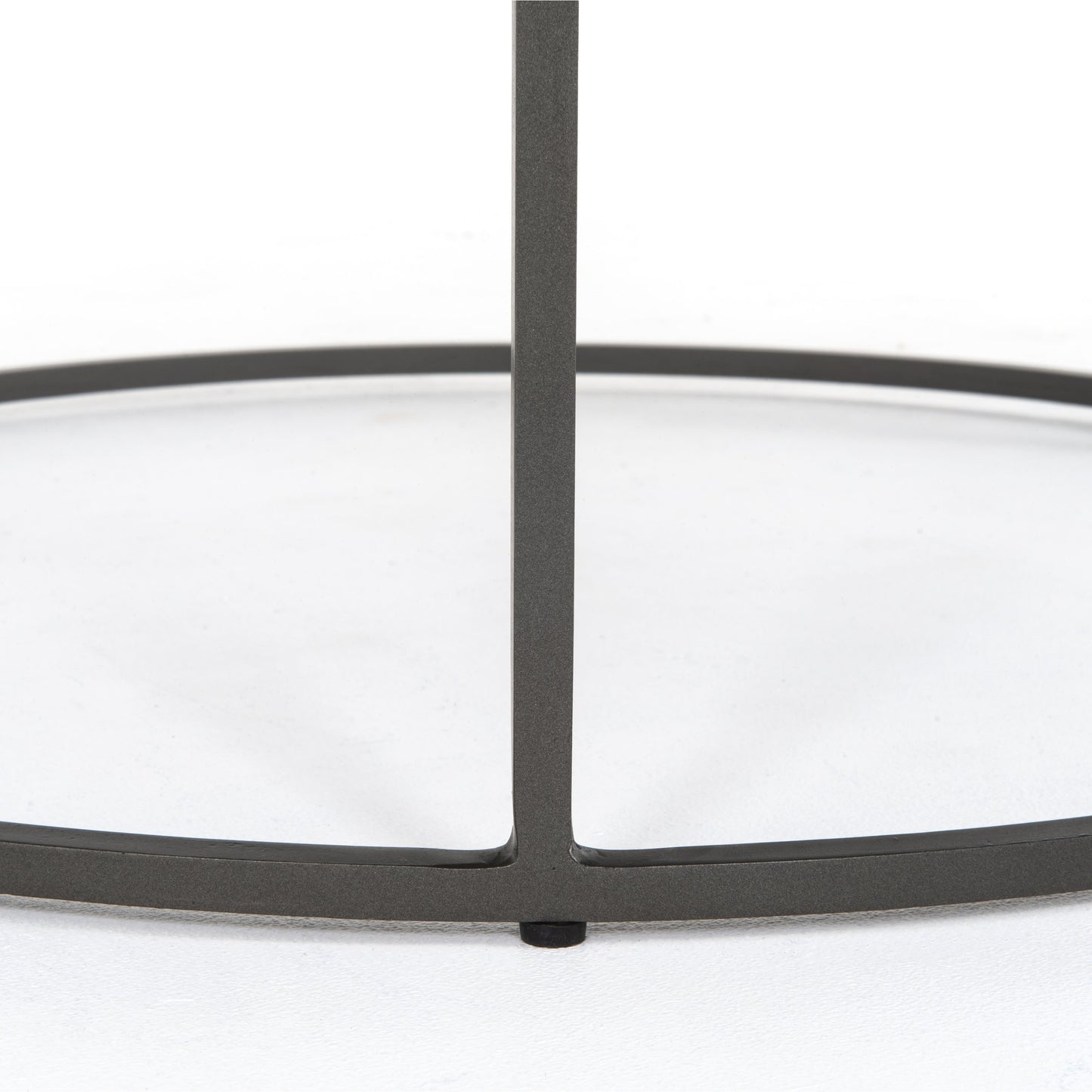011 SI-1715219 | Closeup | Evelyn Round Nesting Coffee Table by Four Hands in gunmetal, polished white marble. Made from solid marble, iron, engineered hardwood in a modern style.