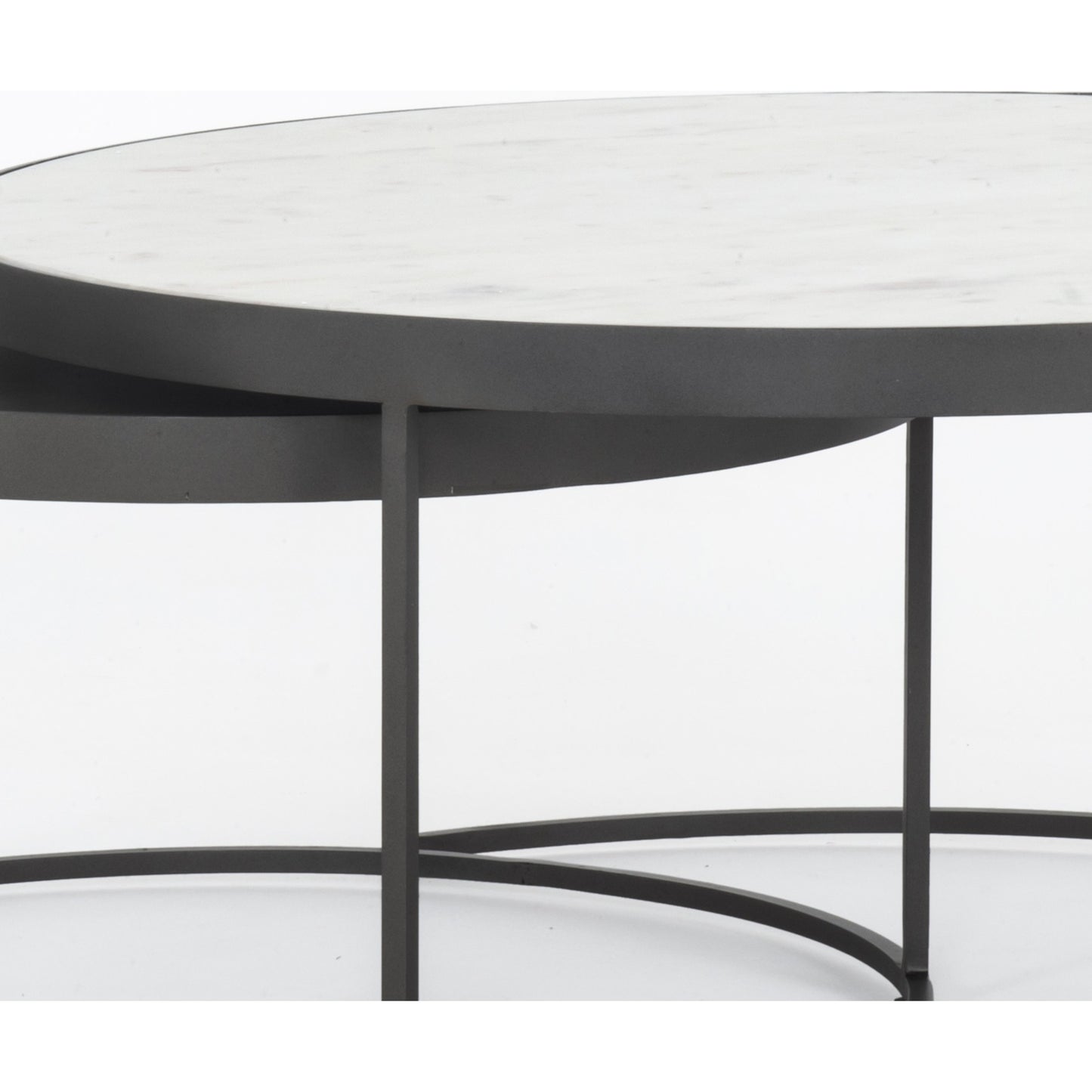 003 SI-1715219 | Additional Silo | Evelyn Round Nesting Coffee Table by Four Hands in gunmetal, polished white marble. Made from solid marble, iron, engineered hardwood in a modern style.