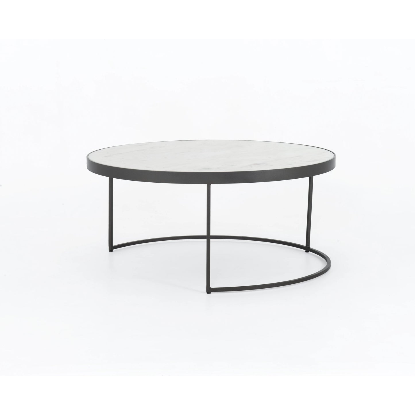 005 SI-1715219 | Additional Silo | Evelyn Round Nesting Coffee Table by Four Hands in gunmetal, polished white marble. Made from solid marble, iron, engineered hardwood in a modern style.