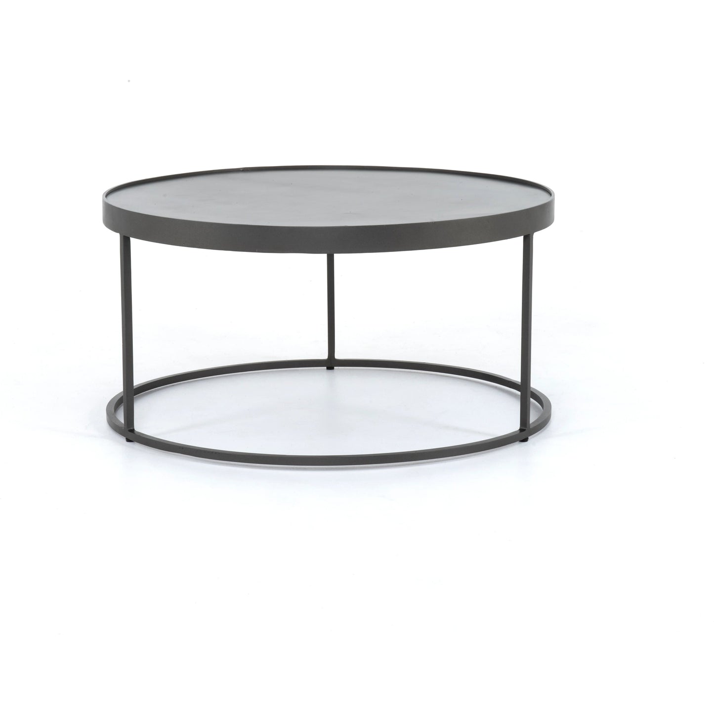006 SI-1715219 | Additional Silo | Evelyn Round Nesting Coffee Table by Four Hands in gunmetal, polished white marble. Made from solid marble, iron, engineered hardwood in a modern style.