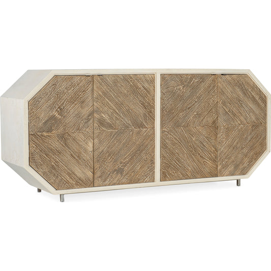Commerce & Market Angles Credenza by Hooker Furniture in white. Made from mango solids in a transitional style.