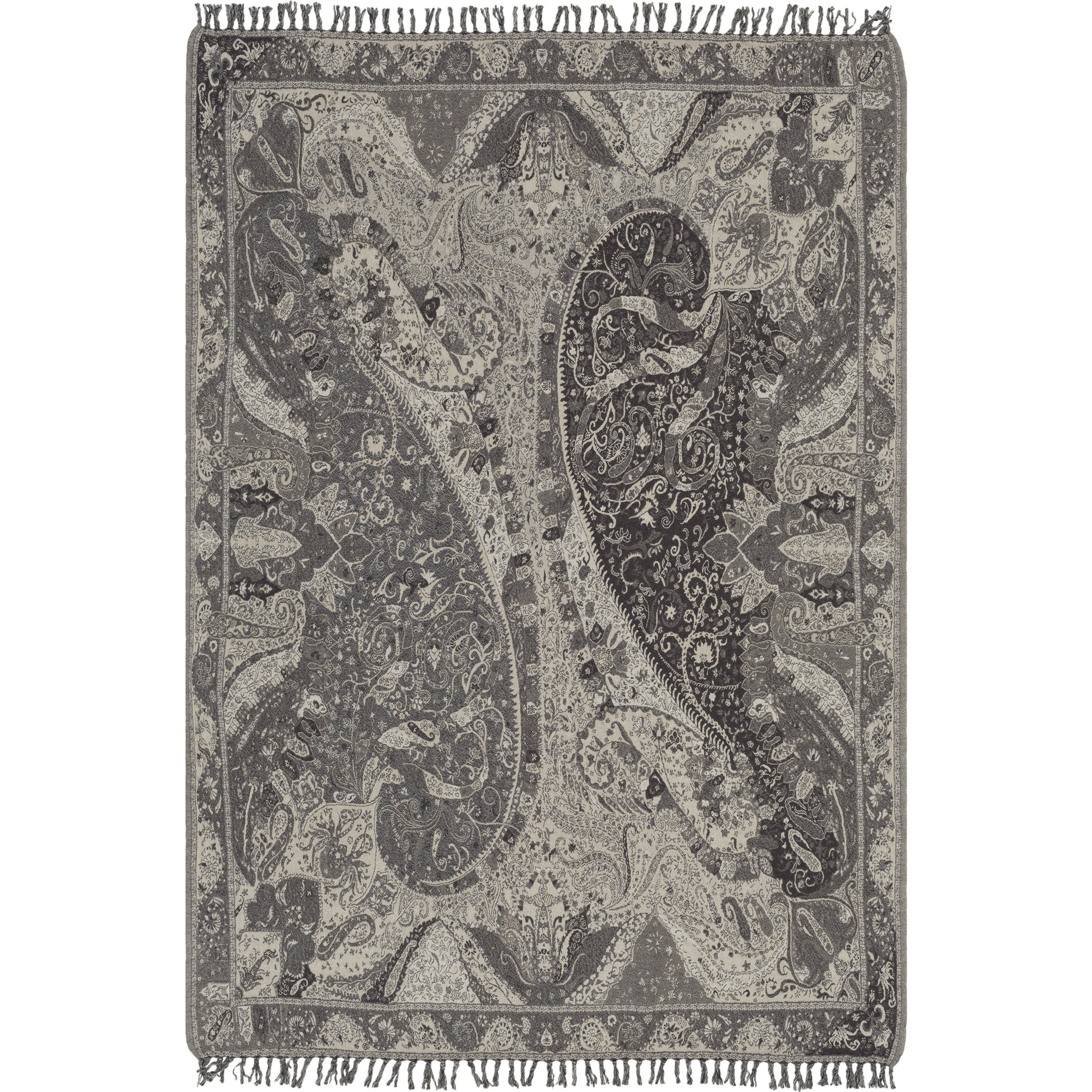 Indira - 29552 by Surya in charcoal, medium gray, light gray. Made from 100% wool in a traditional style.