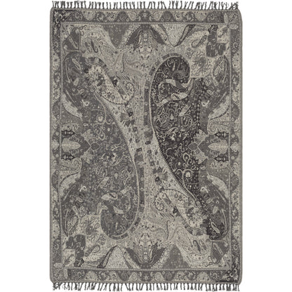Indira - 29552 by Surya in charcoal, medium gray, light gray. Made from 100% wool in a traditional style.