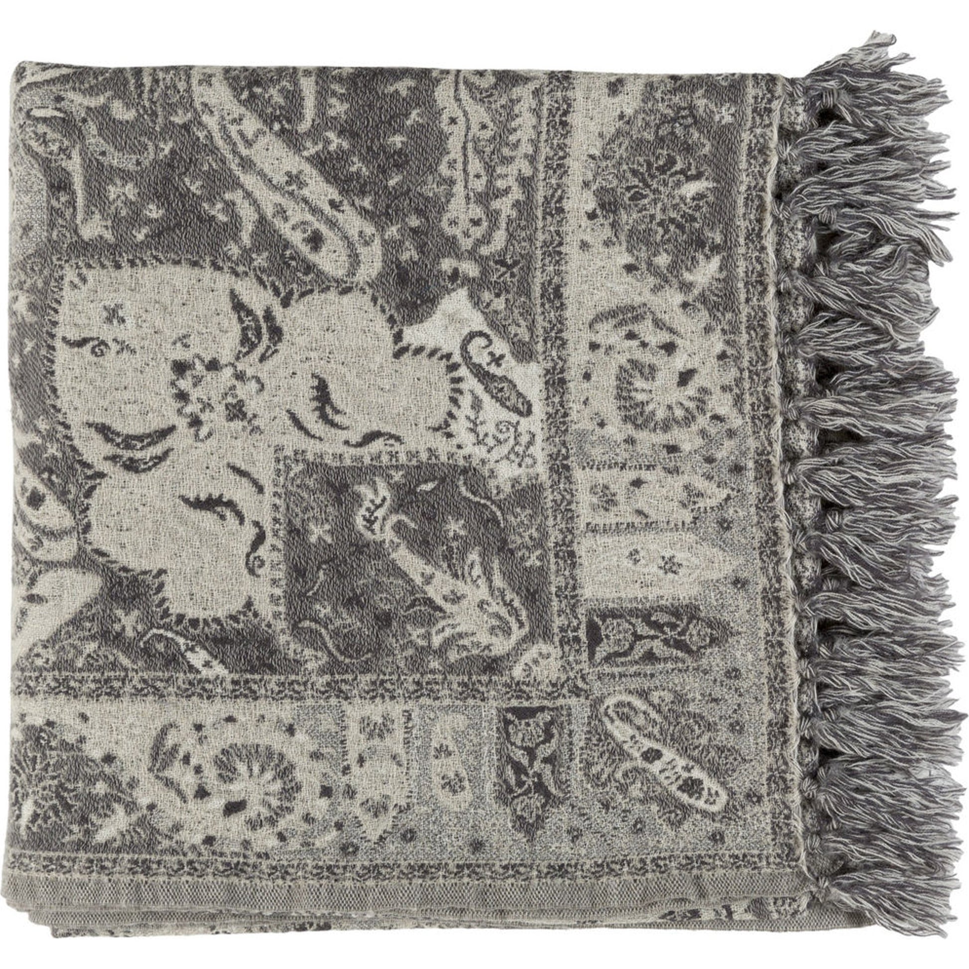 Indira - 29552 by Surya in charcoal, medium gray, light gray. Made from 100% wool in a traditional style.