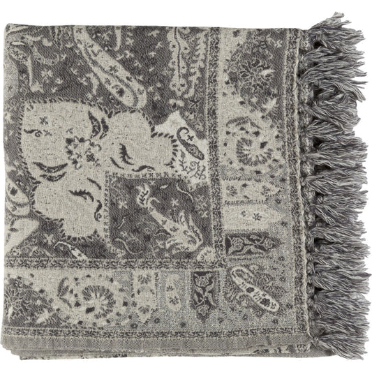 Indira - 29552 by Surya in charcoal, medium gray, light gray. Made from 100% wool in a traditional style.