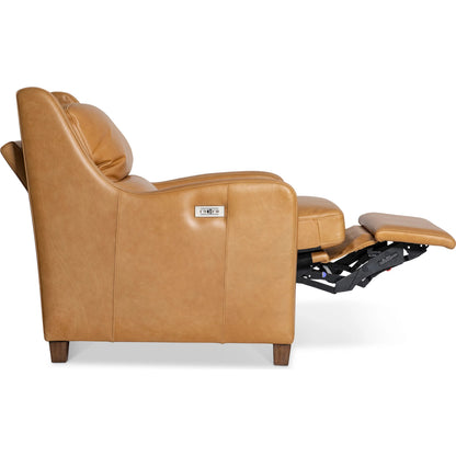 Dillon Leather Recliner by Bernhardt in beige, tan. Made from leather in a traditional style.