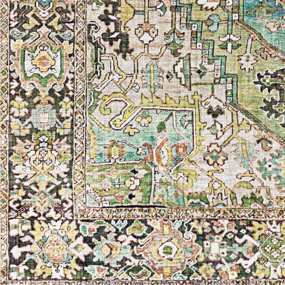 Iris Rug - 19334 by Livabliss in medium green, dark blue, charcoal, light olive, sage, light beige. Made from polyester in a unique style.