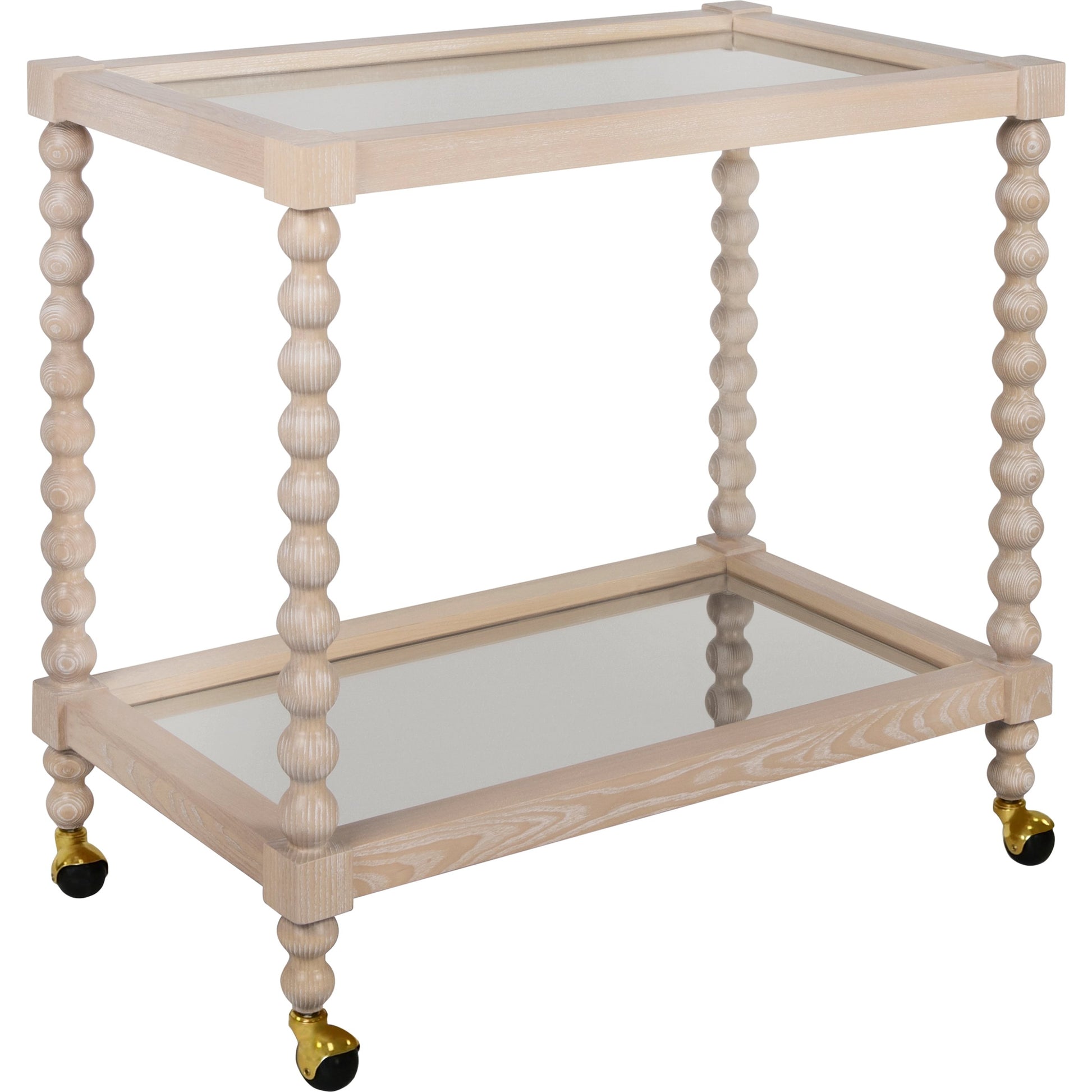 Isadore Bar Cart by Worlds Away in cerused oak. Made from unique in a cottage & farmhouse style.