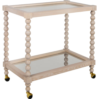 Isadore Bar Cart by Worlds Away in cerused oak. Made from unique in a cottage & farmhouse style.