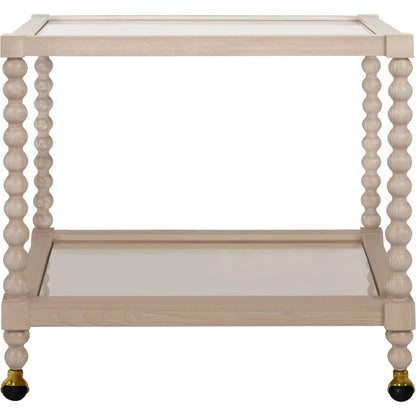 Isadore Bar Cart by Worlds Away in cerused oak. Made from unique in a cottage & farmhouse style.