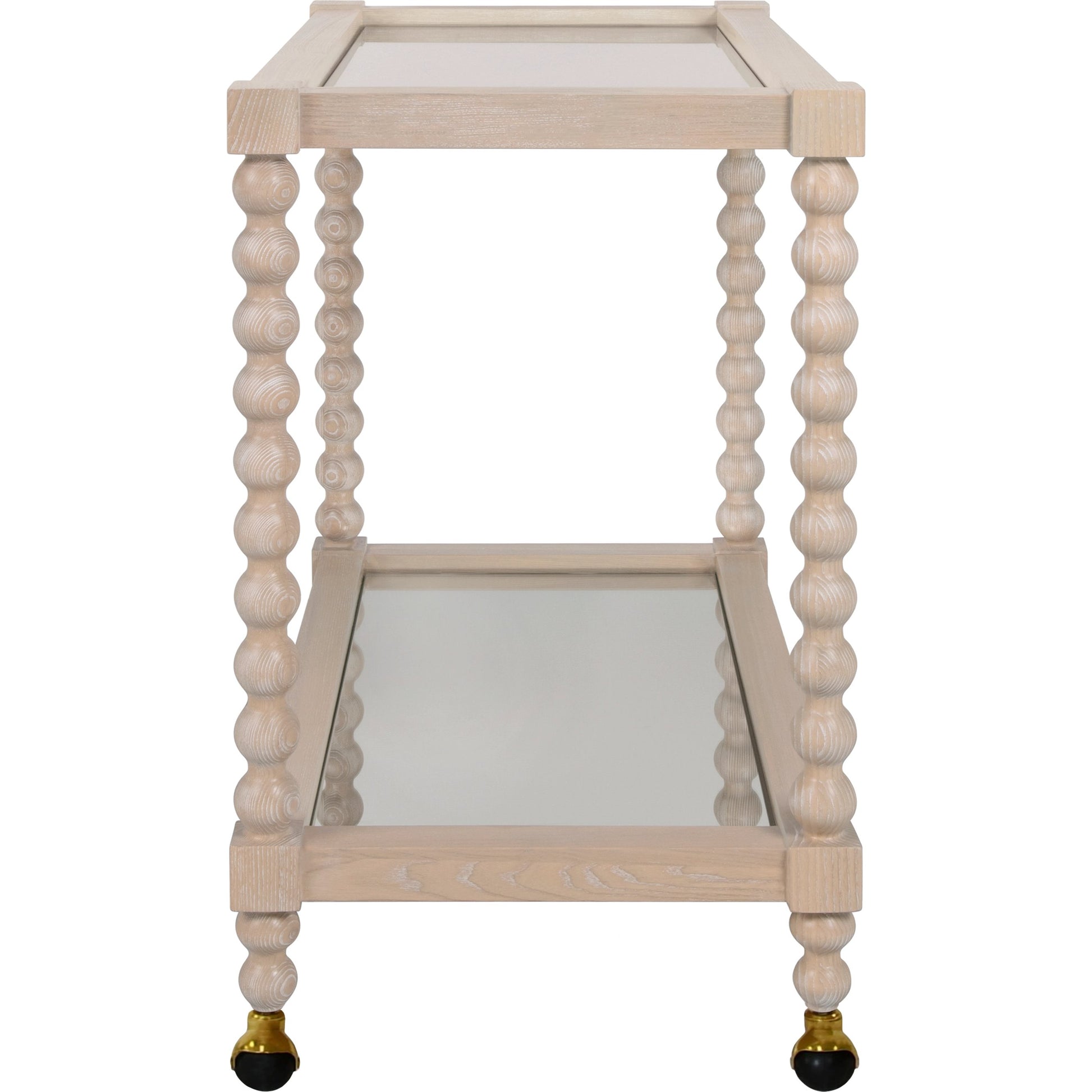 Isadore Bar Cart by Worlds Away in cerused oak. Made from unique in a cottage & farmhouse style.