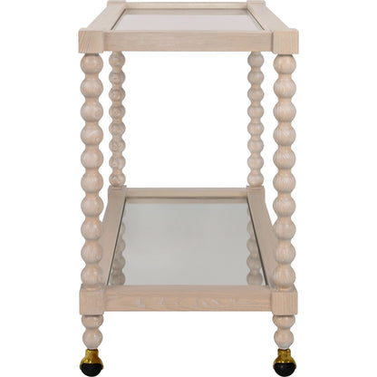 Isadore Bar Cart by Worlds Away in cerused oak. Made from unique in a cottage & farmhouse style.