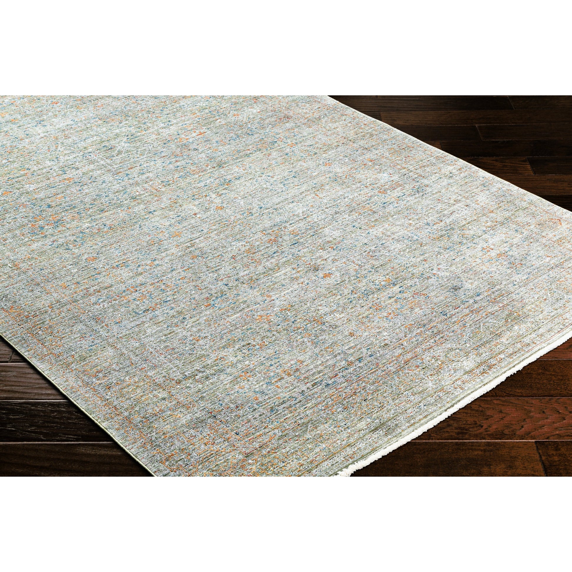 Isfahan Rug - 32671 by Surya in olive, gray, black, rust, dark blue, tan. Made from main: 73% viscose, main: 20% polyester, main: 7% acrylic in a unique style.