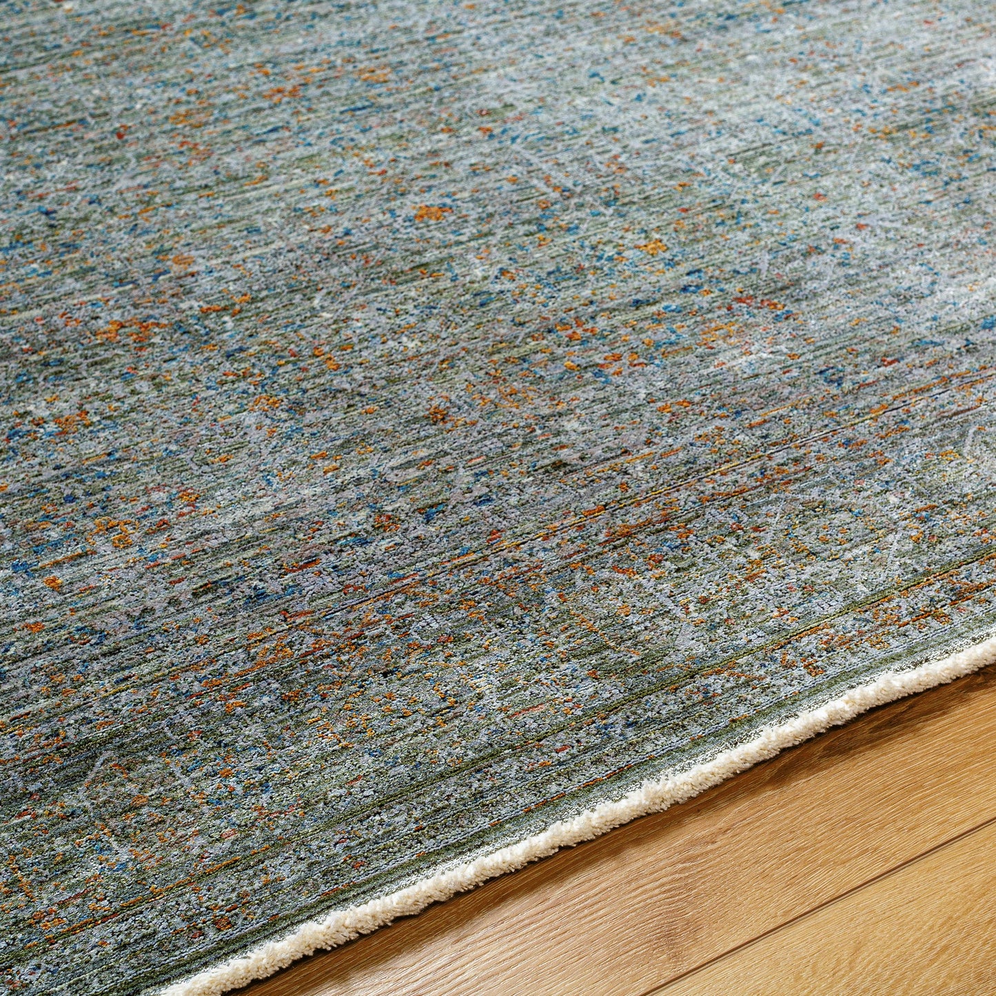 005 SI-1923064,SI-1923065,SI-1923066 | Closeup | Isfahan Rug - 32671 by Surya in olive, gray, black, rust, dark blue, tan. Made from main: 73% viscose, main: 20% polyester, main: 7% acrylic in a unique style.