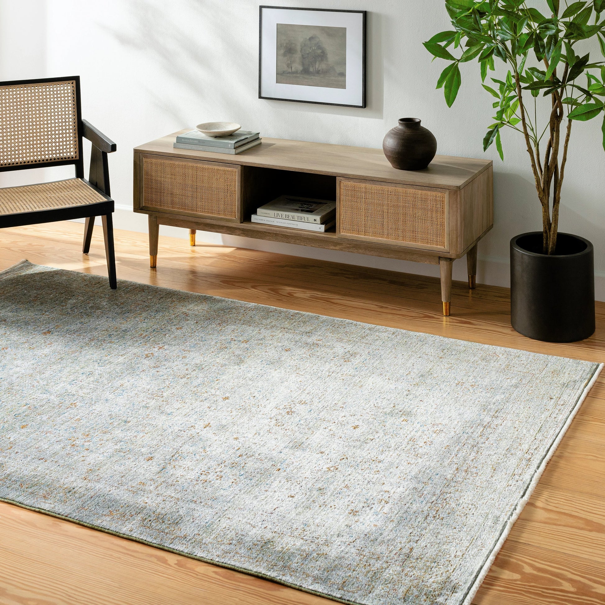Isfahan Rug - 32671 by Surya in olive, gray, black, rust, dark blue, tan. Made from main: 73% viscose, main: 20% polyester, main: 7% acrylic in a unique style.