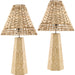Iskut Accent Table Lamp 536683 (Set of 2) by Livabliss in stone washed. Made from travertine, rattan in a transitional style.