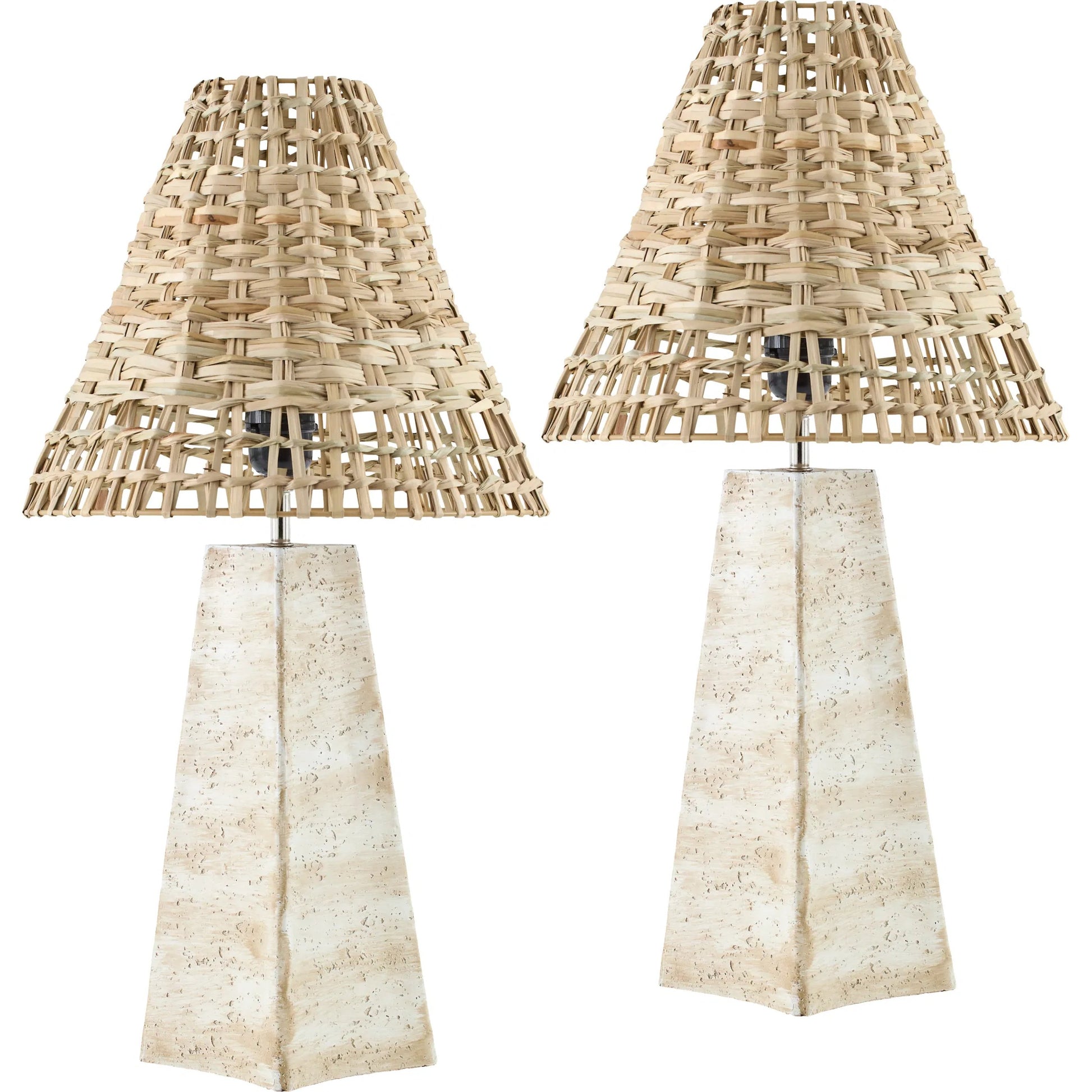 Iskut Accent Table Lamp 536683 (Set of 2) by Livabliss in stone washed. Made from travertine, rattan in a transitional style.