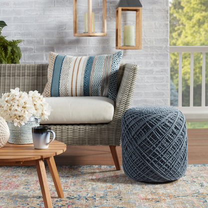 Isko ISK03 Indoor/Outdoor Pillow by Jaipur Living in blue, gold. Made from 100% polyester in a eclectic & global style.