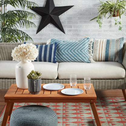 Isko ISK03 Indoor/Outdoor Pillow by Jaipur Living in blue, gold. Made from 100% polyester in a eclectic & global style.