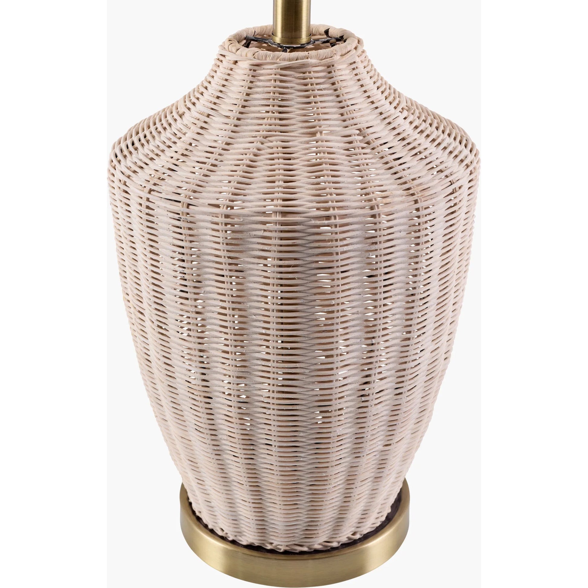 Isola Accent Table Lamp 556609 by Surya in wheat, translucent, white, metallic gold, metallic brass and platednaturalplated. Made from rattan, iron, linen in a transitional style.