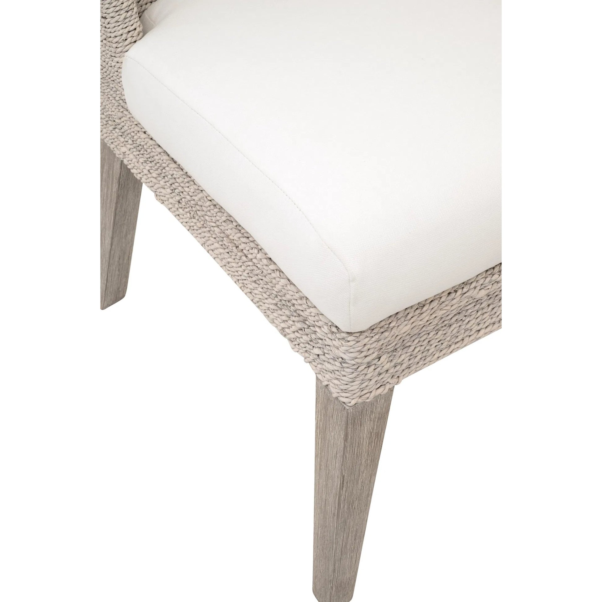 Isle Dining Chair (Set of 2) by Essentials For Living in white and white wash abaca rope, livesmart peyton pearl, natural gray mahogany. Made from solid mahogany wood, plywood in a transitional style.