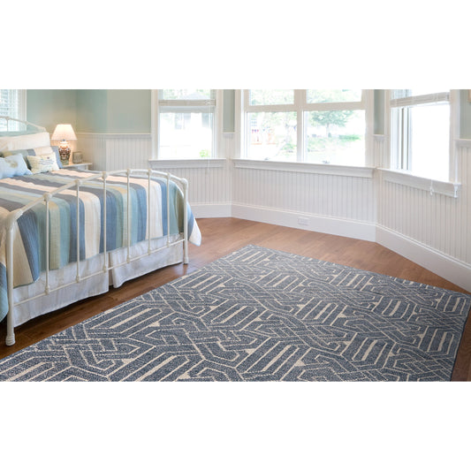 Parker Geometric Rug - I6051 by Feizy in blue, ivory. Made from viscose, polyester in a unique style.