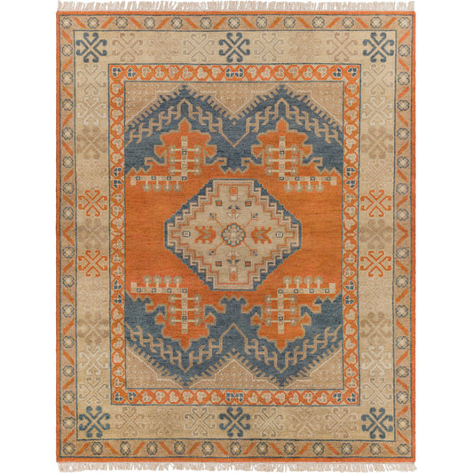 Isparta Rug - 25930 by Surya in brown, dusty sage, tan, burnt orange, dark blue. Made from 100% wool in a unique style.