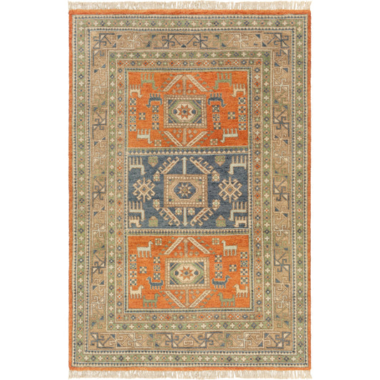 Isparta Rug - 25952 by Surya in burnt orange, orange, dark blue, denim, olive, ivory. Made from 100% wool in a unique style.