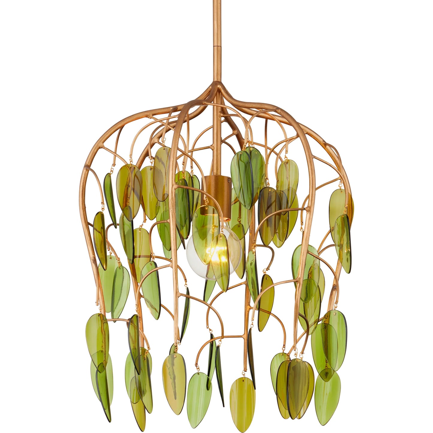004 SI-2191786 | Additional Silo | Midsummer Pendant by Currey and Company in brass, green. Made from wrought iron, recycled bottle glass in a modern style.