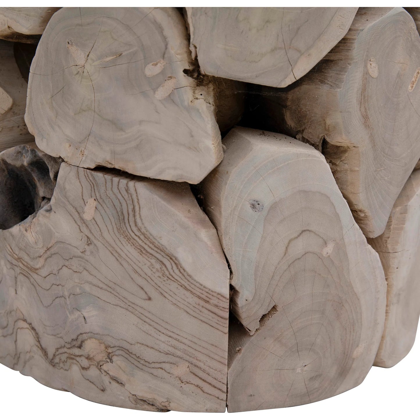 003 SI-2075432 | Closeup | Scarlett Reclaimed Teak End Table by Arch & Plane in white, grey, brown and bleached teak finish. Made from teak wood in a modern style.