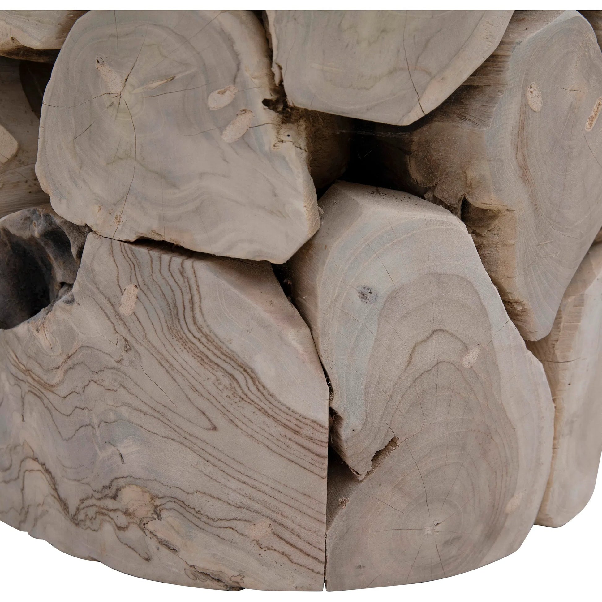 Scarlett Reclaimed Teak End Table by Arch & Plane in white, grey, brown and bleached teak finish. Made from teak wood in a modern style.