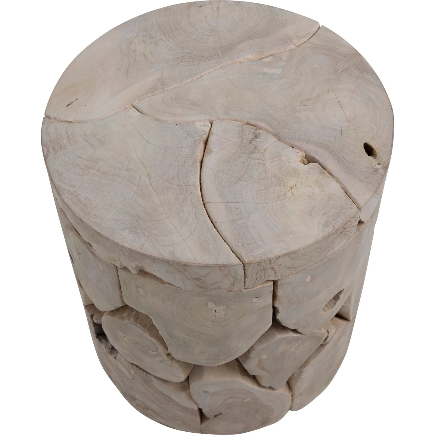 002 SI-2075432 | Additional Silo | Scarlett Reclaimed Teak End Table by Arch & Plane in white, grey, brown and bleached teak finish. Made from teak wood in a modern style.