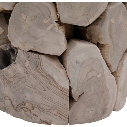 Scarlett Reclaimed Teak End Table by Arch & Plane in white, grey, brown and bleached teak finish. Made from teak wood in a modern style.