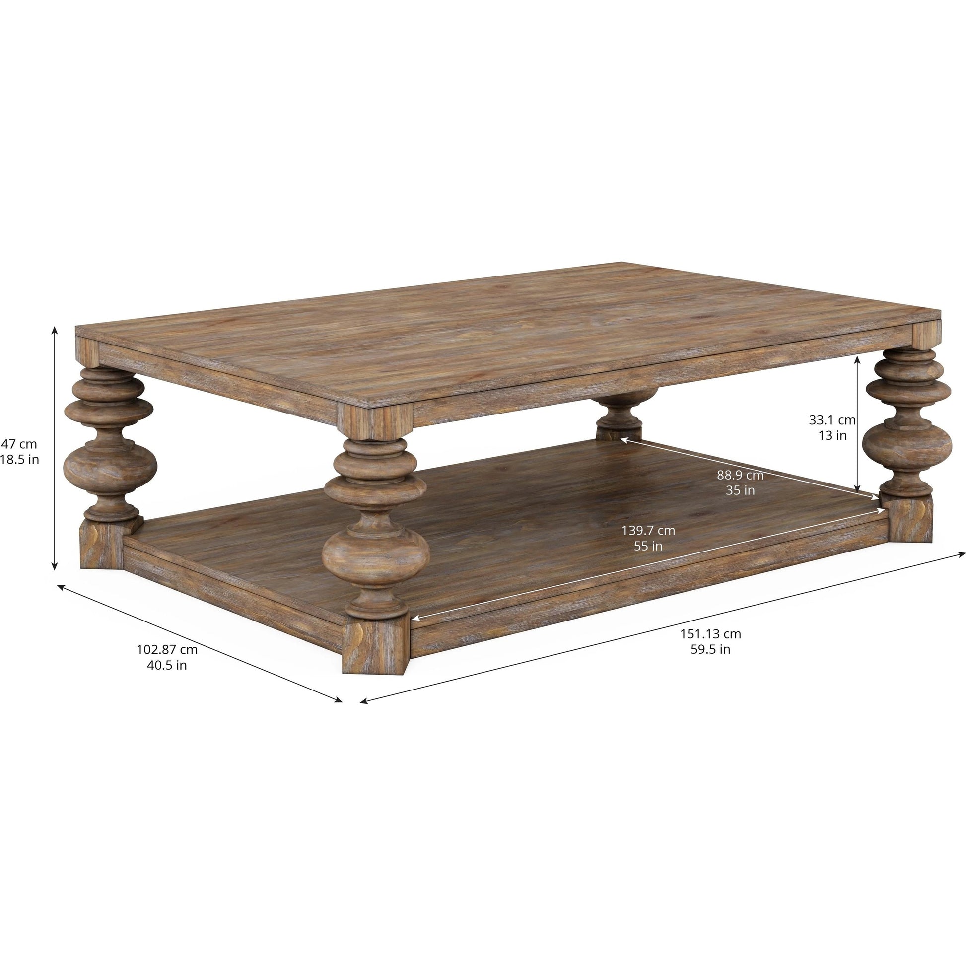 Architrave Rectangular Cocktail Table by A.R.T. Furniture in almond. Made from pine solids and veneer in a traditional style.