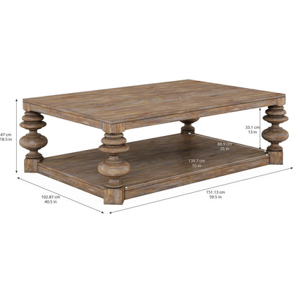 Architrave Rectangular Cocktail Table by A.R.T. Furniture in almond. Made from pine solids and veneer in a traditional style.