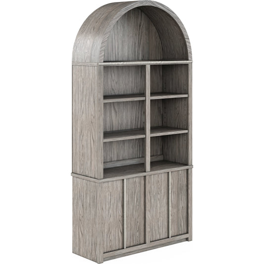 Vault Display Cabinet by A.R.T. Furniture in gray and mink. Made from parawood solids, white oak veneers, glass in a modern style.