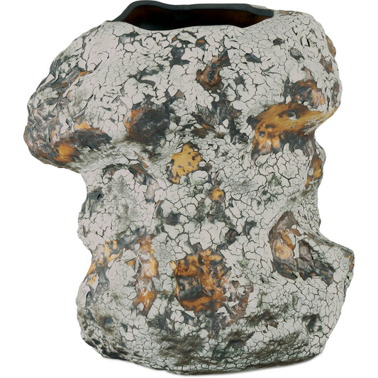 Grotesque Vase by Currey and Company in off-white, gray, burnt orange. Made from porcelain in a modern style.