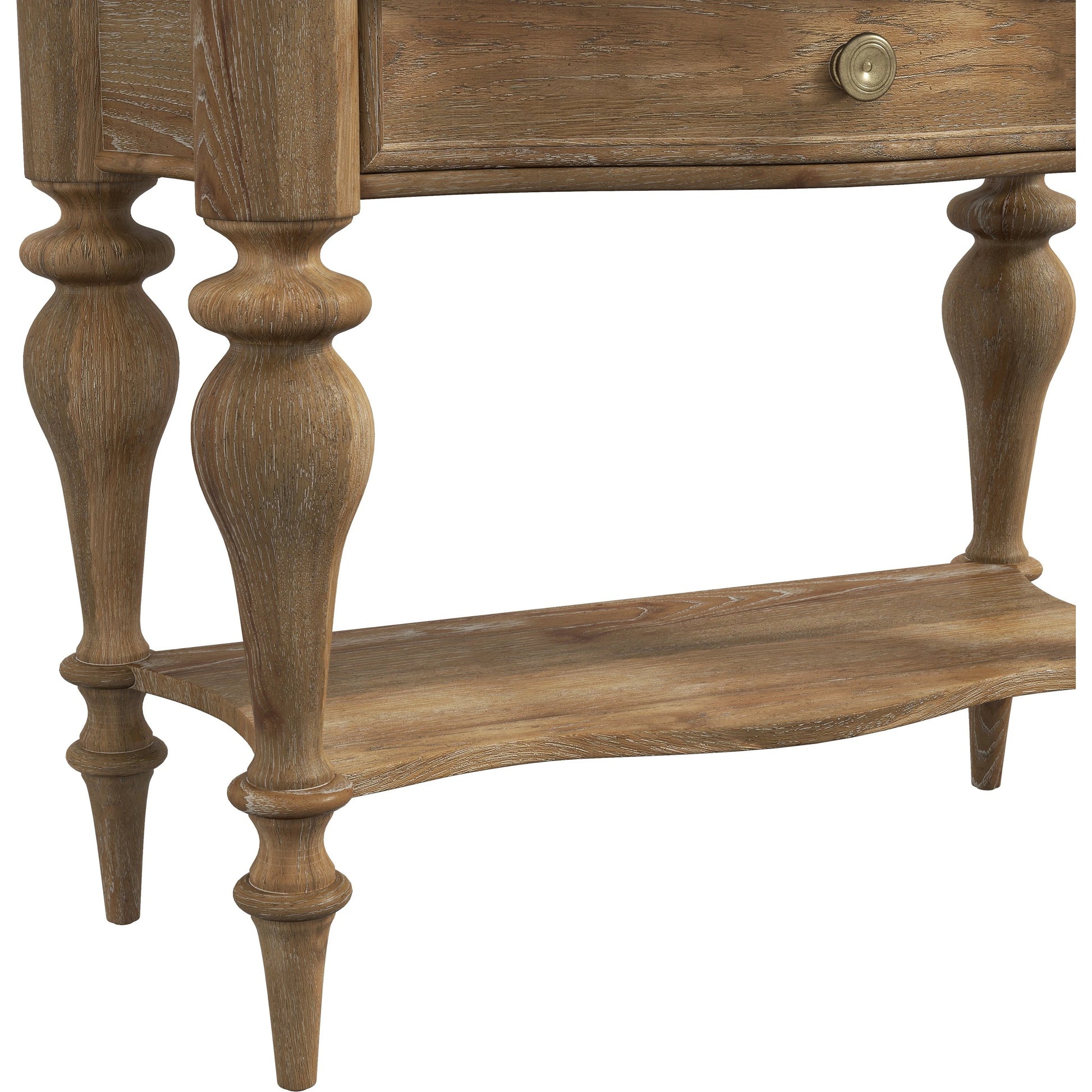 Weston Hills Bedside Table by Pulaski Furniture in flax seed. Made from hardwood solids, hickory veneers in a traditional style.