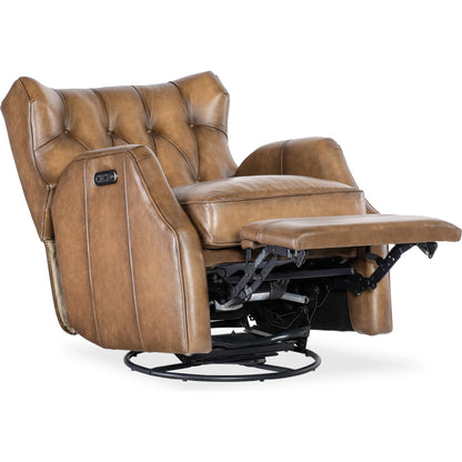 Henderson Power Swivel Glider Recliner by Hooker Furniture in dark brown. Made from unique in a traditional style.