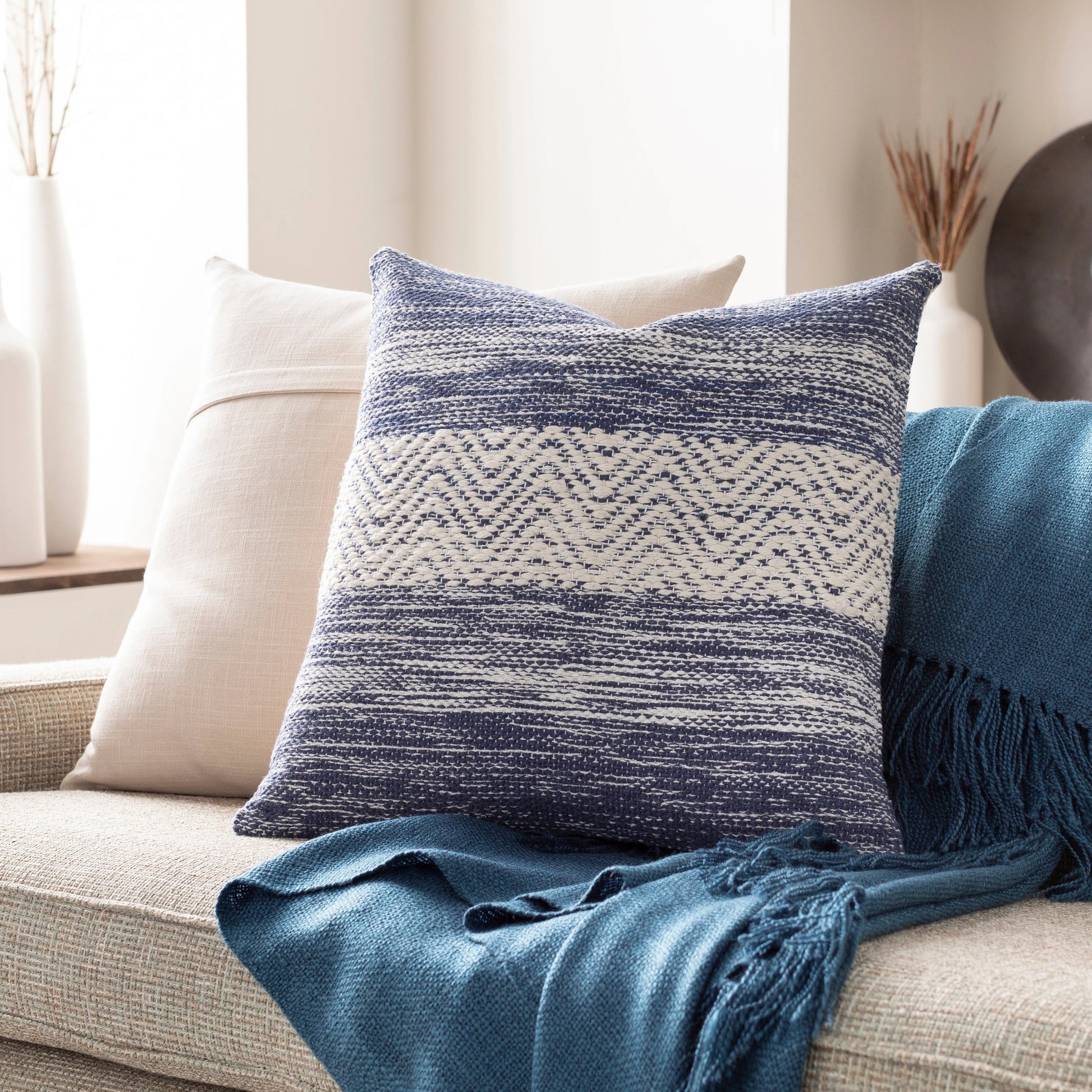 Levi Pillow - 31622 by Surya. Made from 80% cotton, 20% recycled pet yarn, 100% cotton in a eclectic & global style.