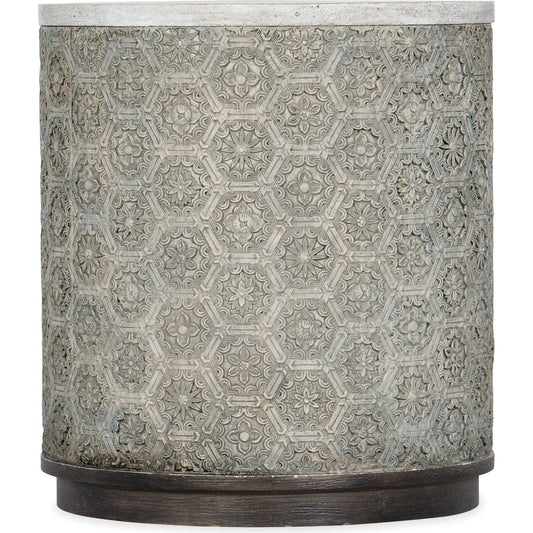 Greystone End Table by Hooker Furniture in grey. Made from oak veneers, resin in a unique style.