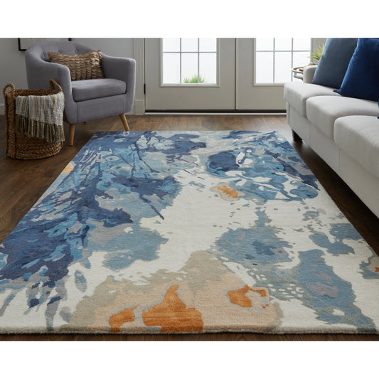 Dafney Transitional & Botanical Rug - 8871F by Feizy in blue. Made from 75% wool, 25% viscose in a unique style.
