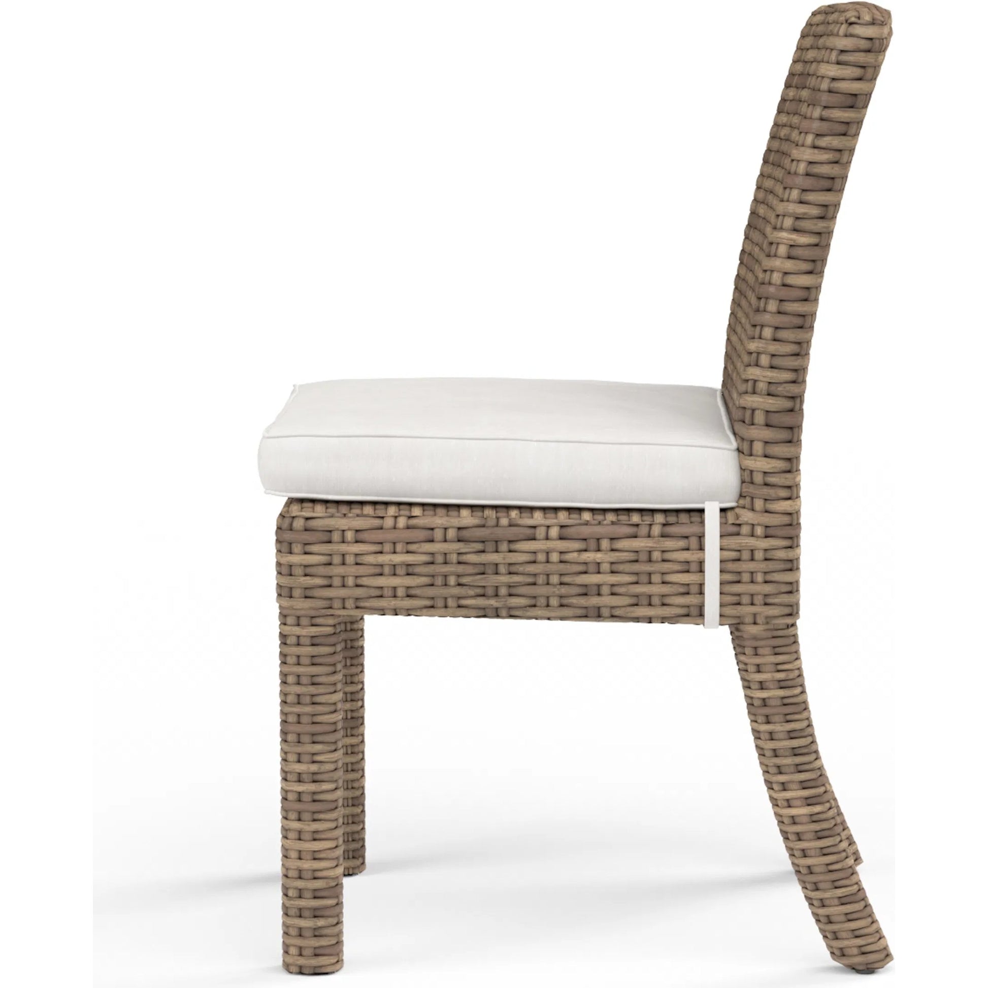 Havana Outdoor Armless Dining Chair by Sunset West in tobacco. Made from resin wicker in a modern style.